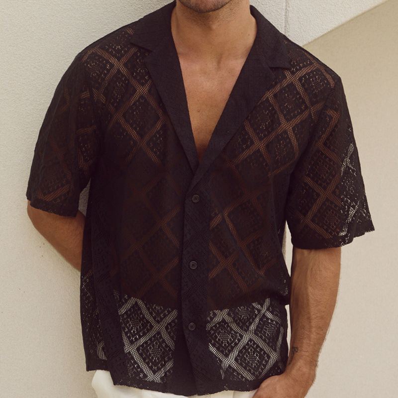 Camisa de manga corta de algodón para hombre