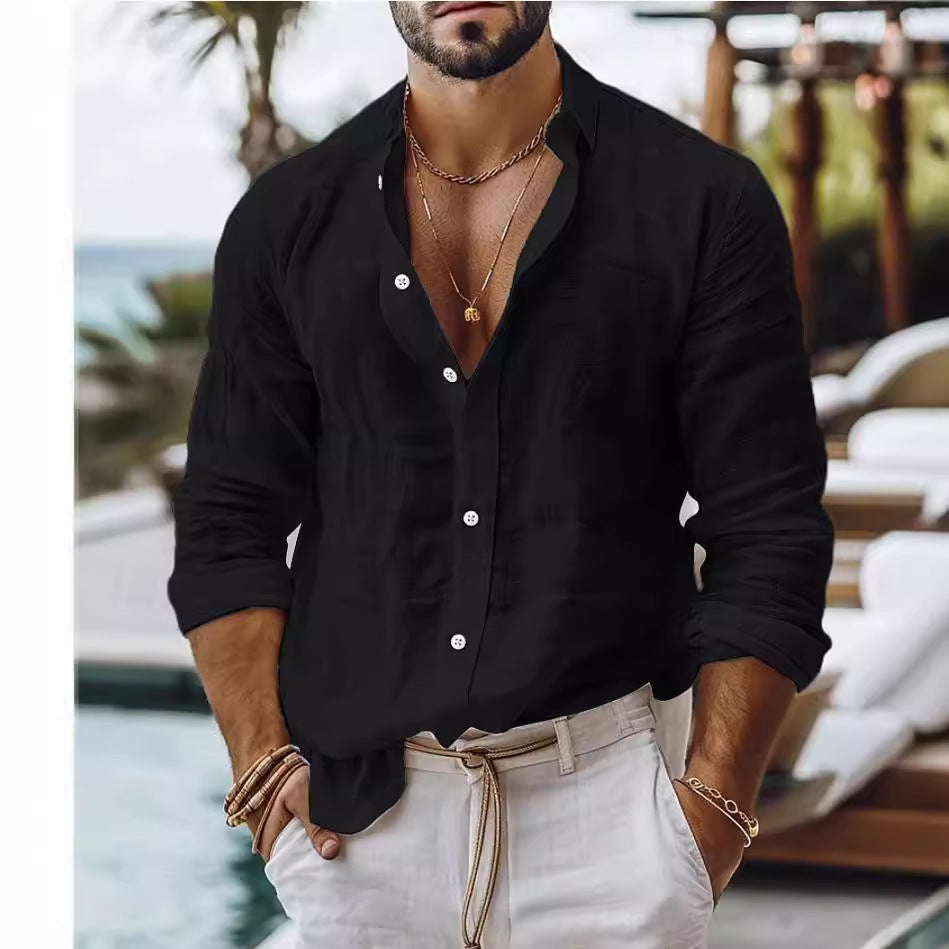 Camisa de lino para hombre estilo casual