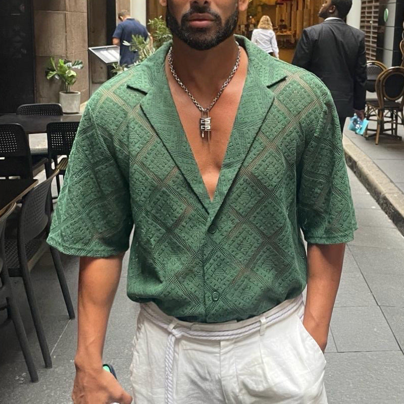 Camisa de manga corta de algodón para hombre