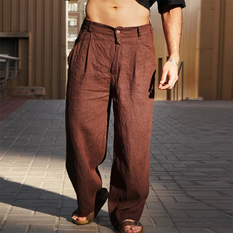 Pantalones de lino para hombre estilo vintage