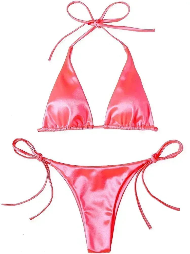 Bikini brasileño de satén para ella