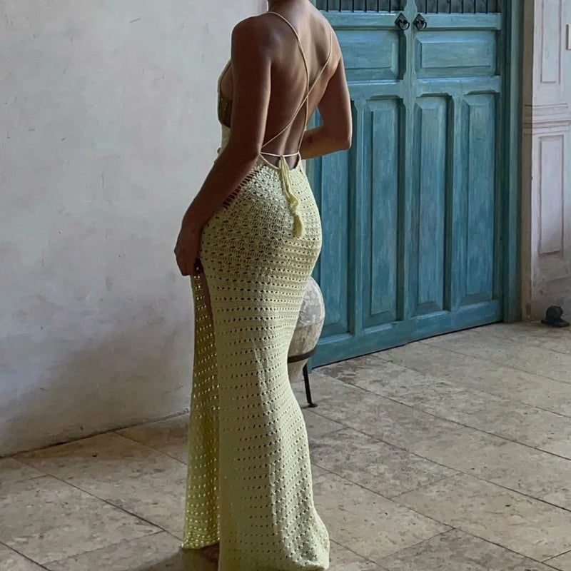 Vintage Crochet Long Dress for Women