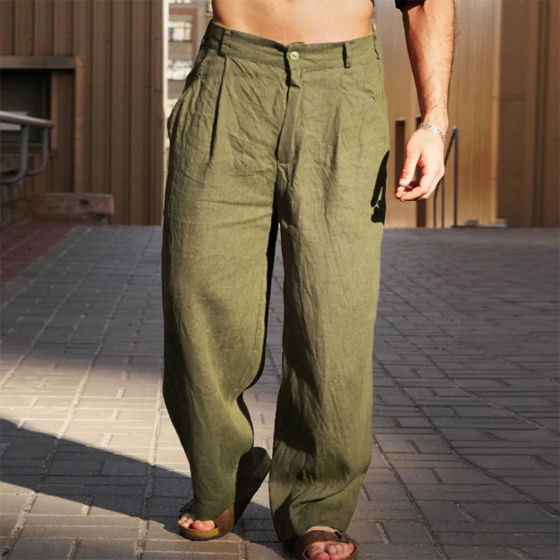 Pantalones de lino para hombre estilo vintage