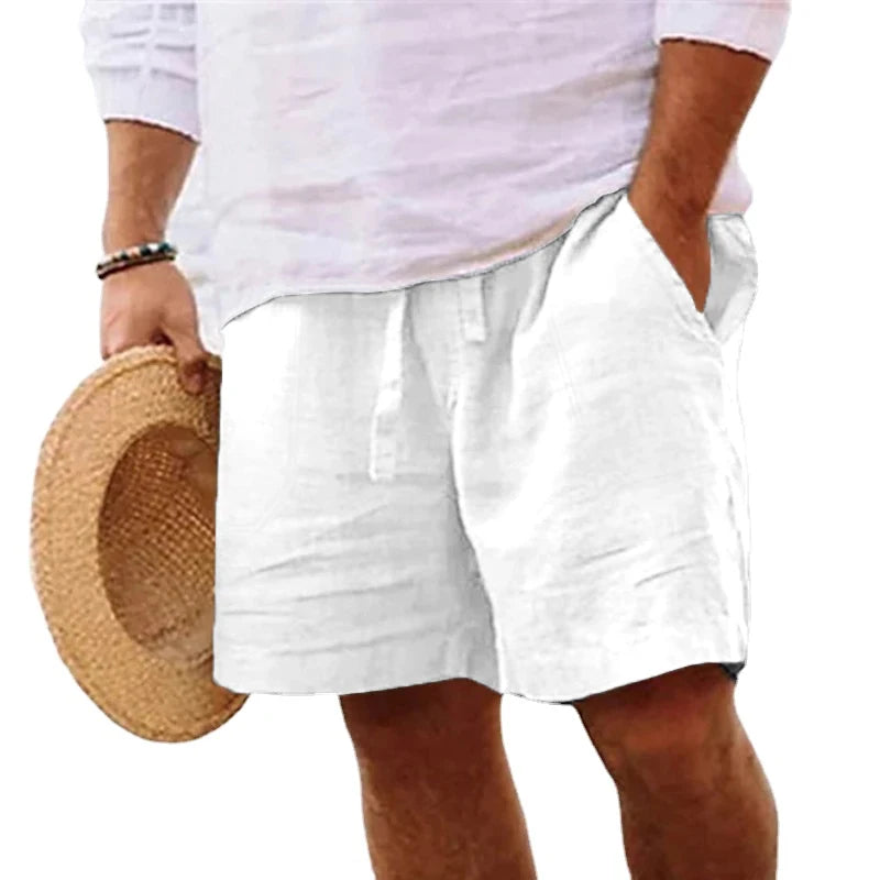 Pantalones cortos de verano de lino para hombre
