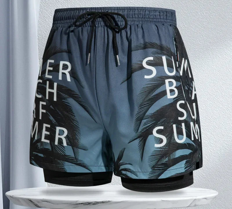 Double-Layer Swimming Trunks for Men