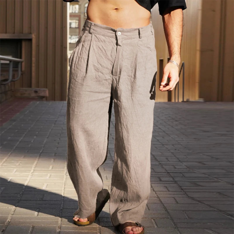 Pantalones de lino para hombre estilo vintage