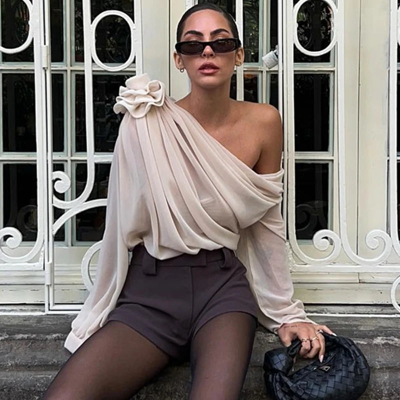Elegant Blouse with Flower for Women