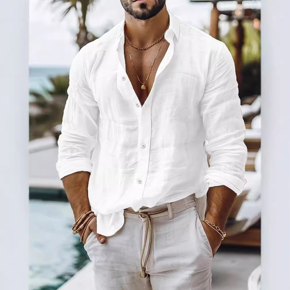 Camisa de lino para hombre estilo casual