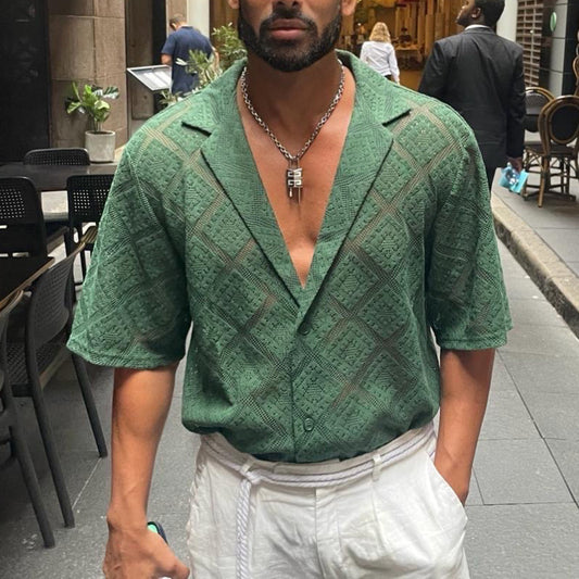 Camisa de manga corta de algodón para hombre