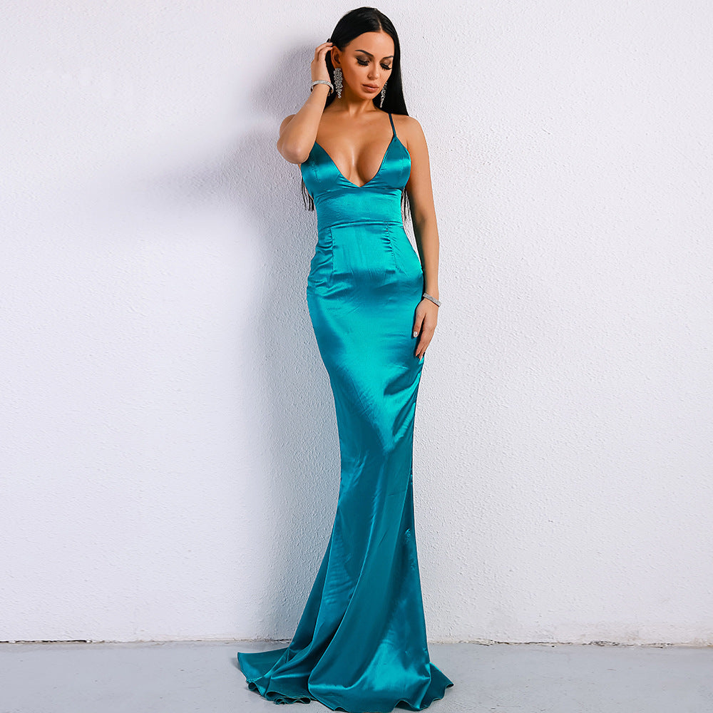 Vestido de noche con hombros descubiertos para mujer