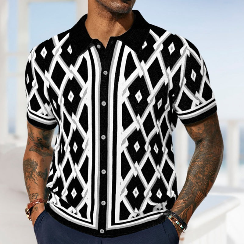 Camisa de manga corta de punto jacquard