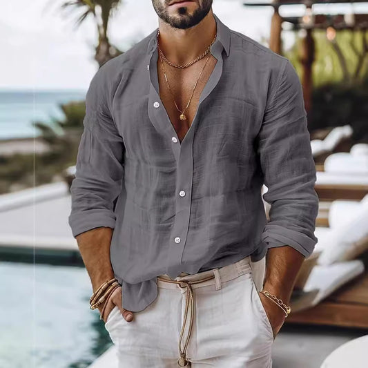 Camisa de lino para hombre estilo casual