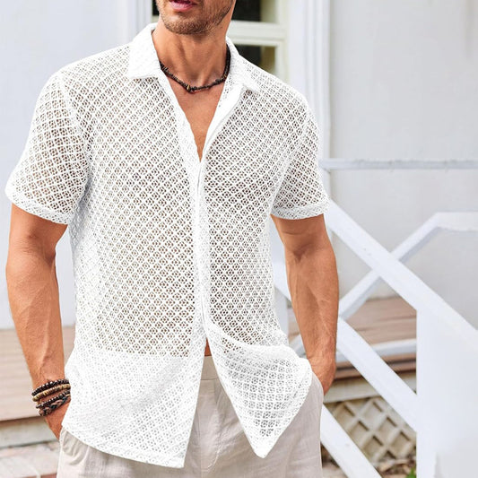 Camisa ligera de manga corta para hombre