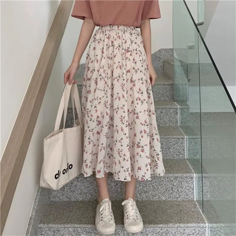 Floral Print Midi Skirt for Women