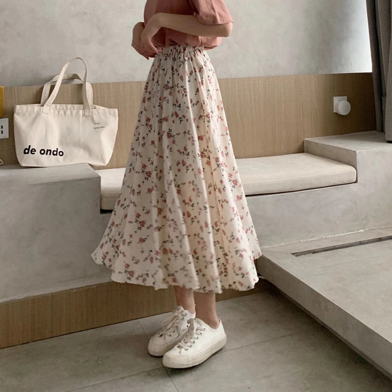 Floral Print Midi Skirt for Women