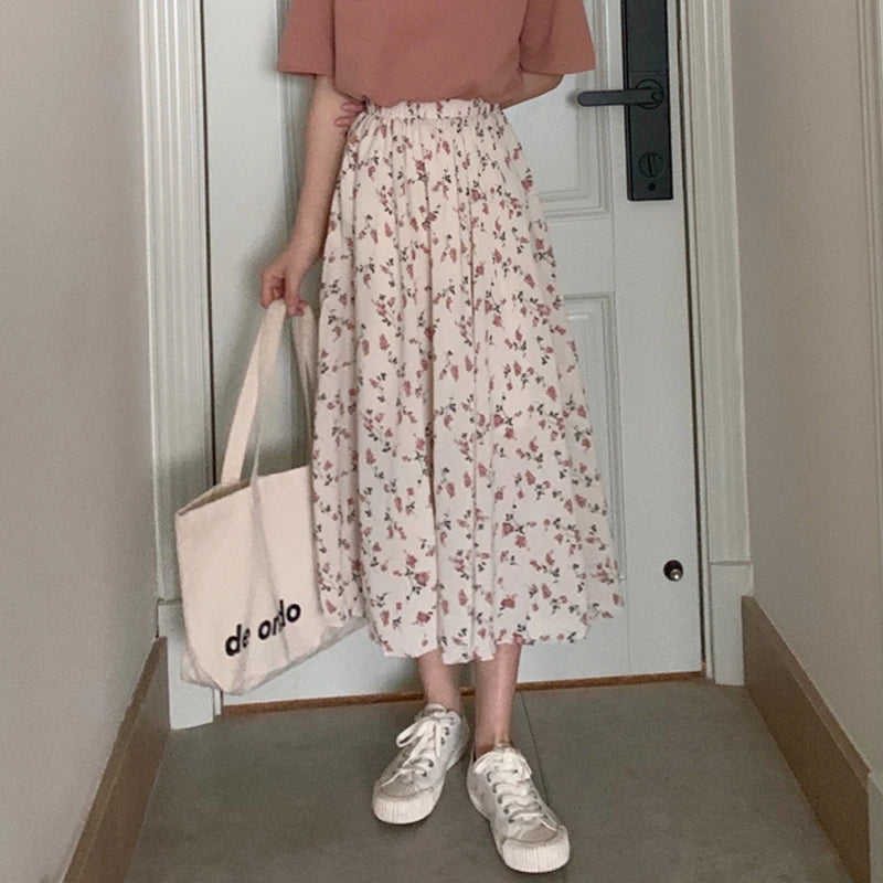 Floral Print Midi Skirt for Women