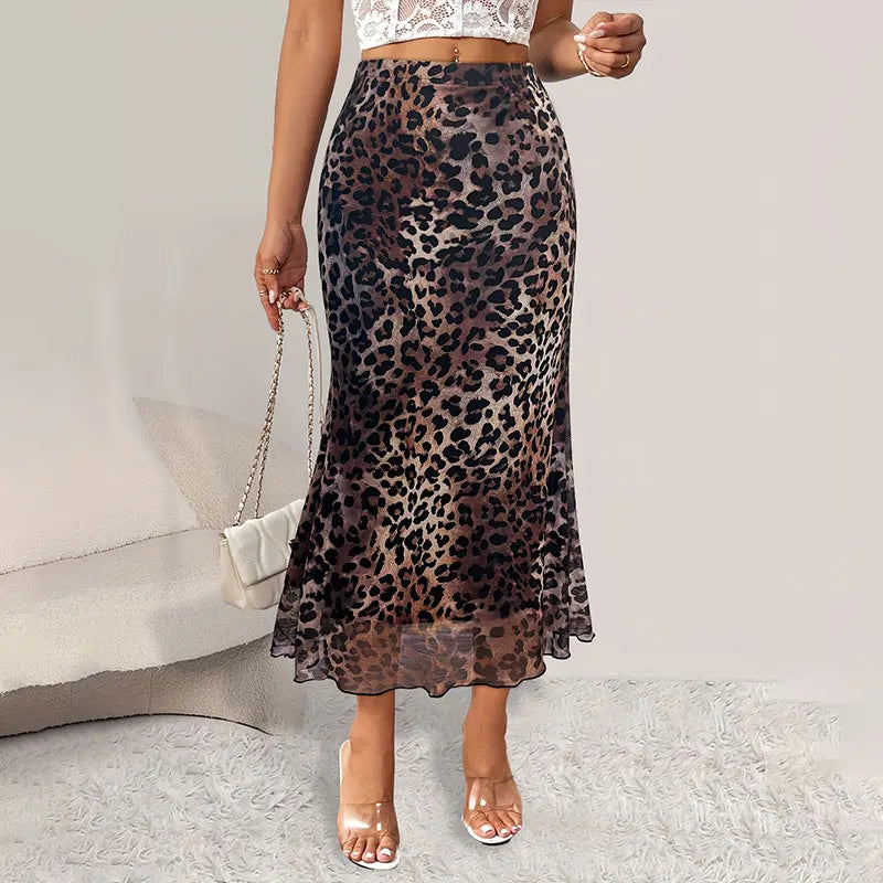 Falda clásica de leopardo para mujer