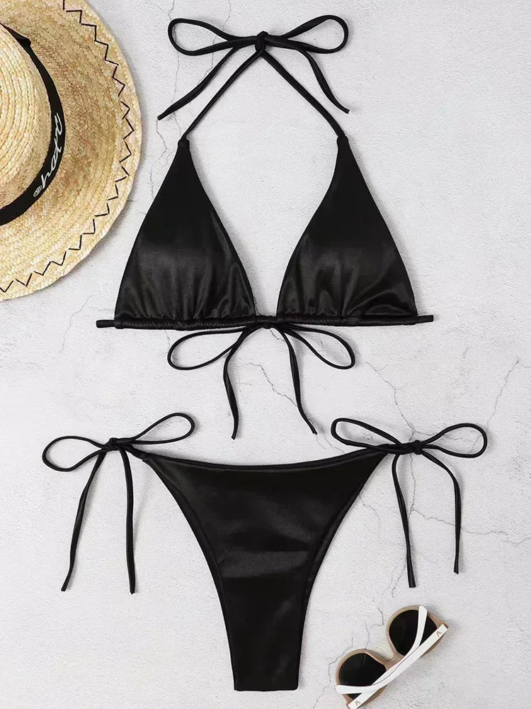 Bikini brasileño de satén para ella