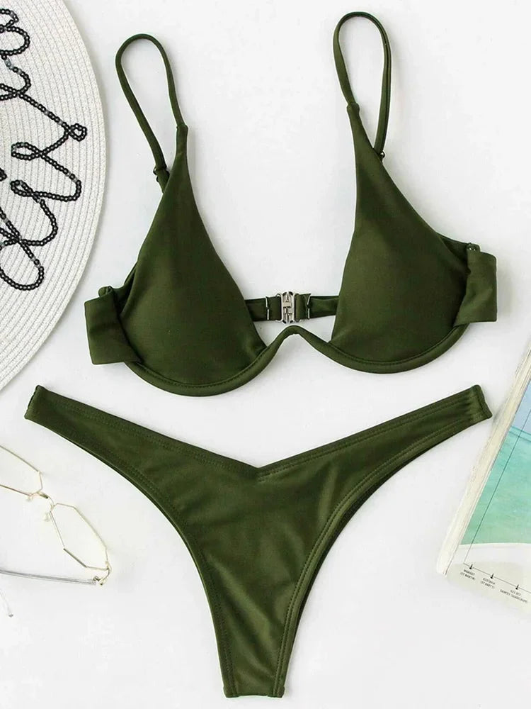 Conjunto de bikini con escote en V – Colección de verano