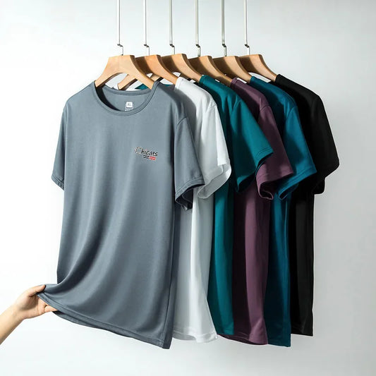Camiseta de seda de verano de manga corta para hombre
