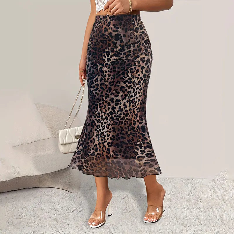 Falda clásica de leopardo para mujer
