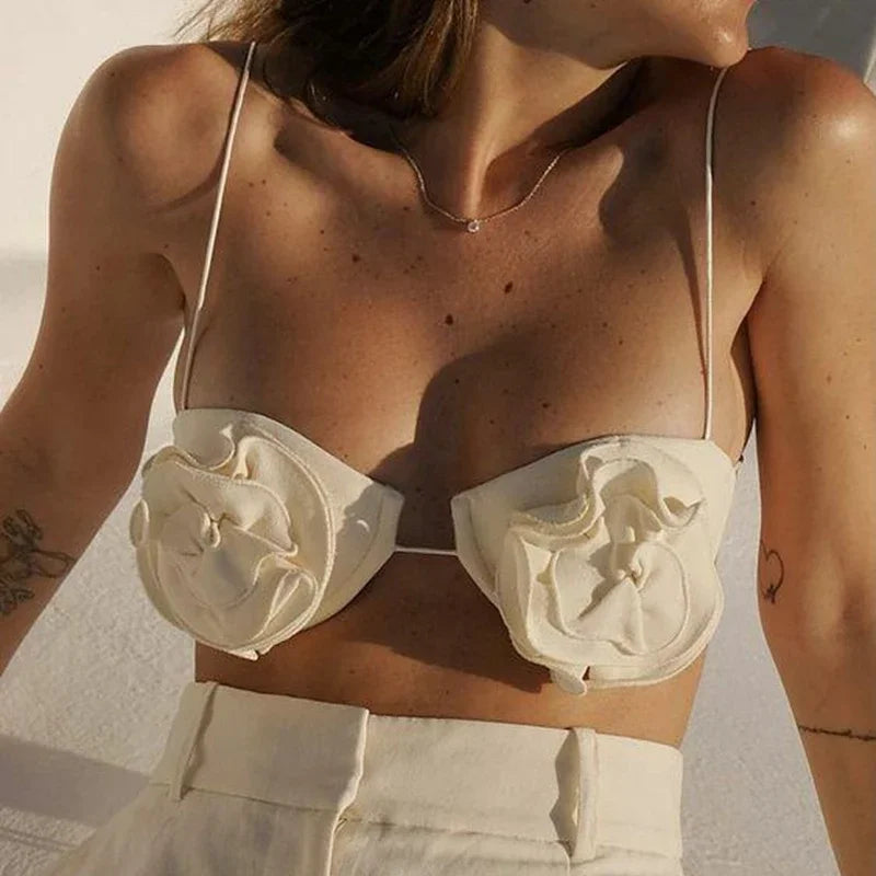 Camisola tipo sujetador con diseño de flores para mujer