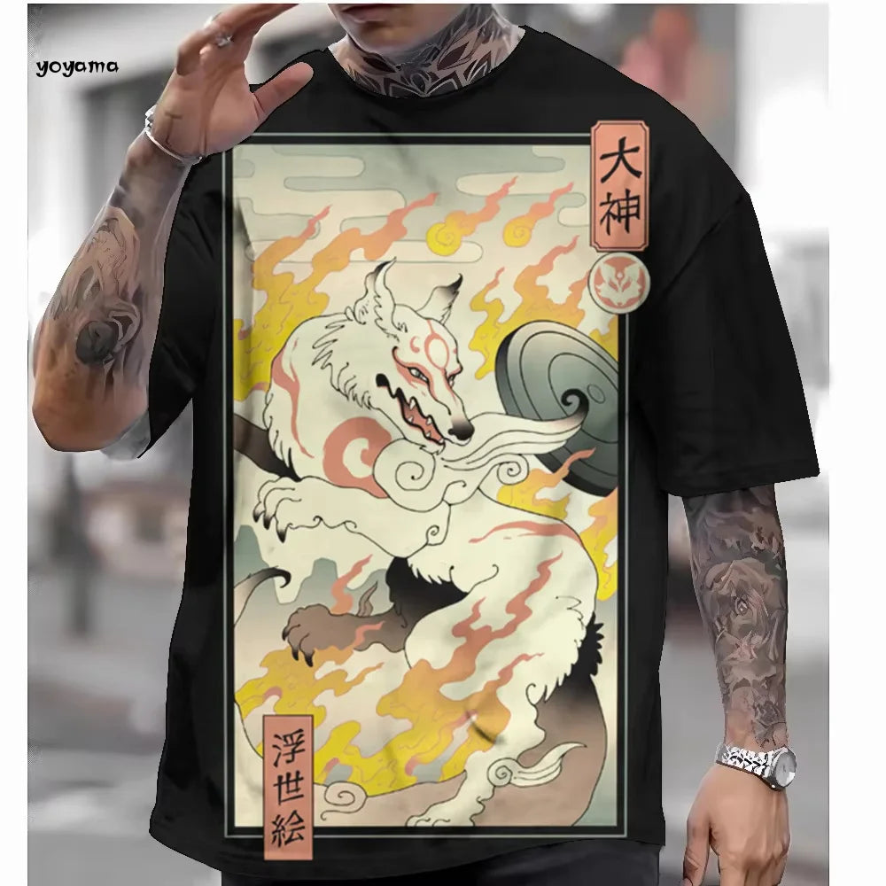 Camiseta de estilo japonés para hombre