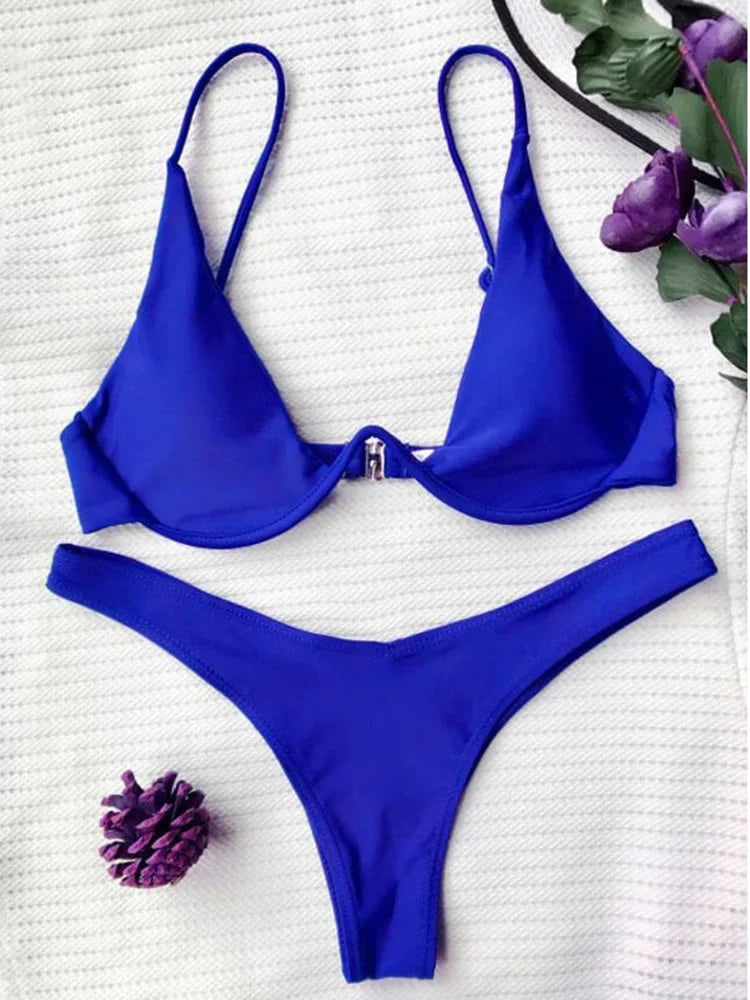 Conjunto de bikini con escote en V – Colección de verano