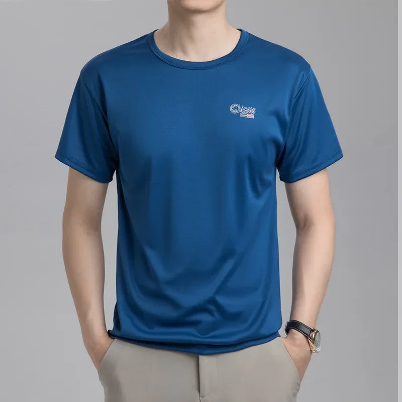 Camiseta de seda de verano de manga corta para hombre