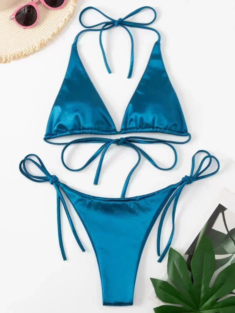 Bikini brasileño de satén para ella
