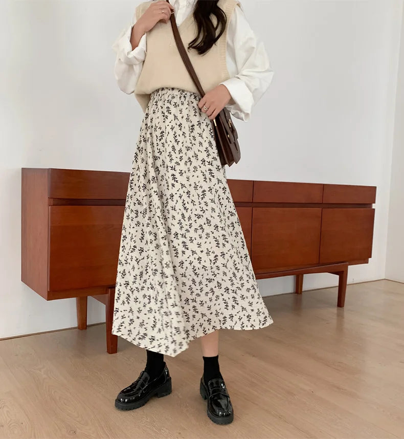 Floral Print Midi Skirt for Women