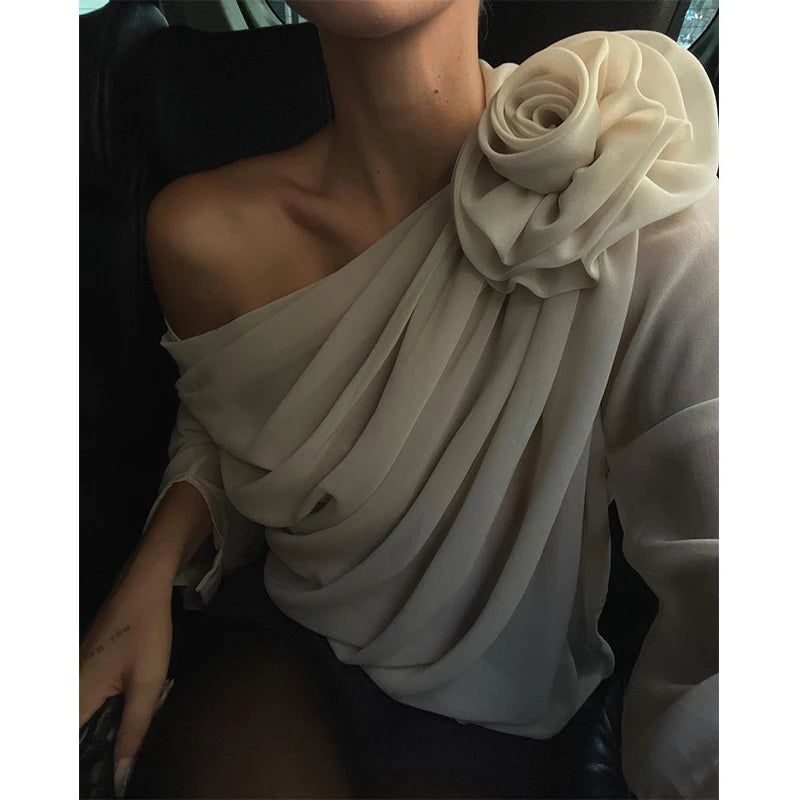 Elegant Blouse with Flower for Women