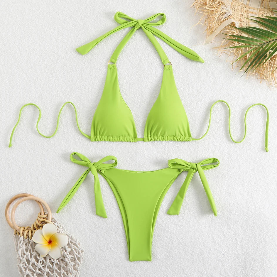 Bikini de playa para mujer con lazos