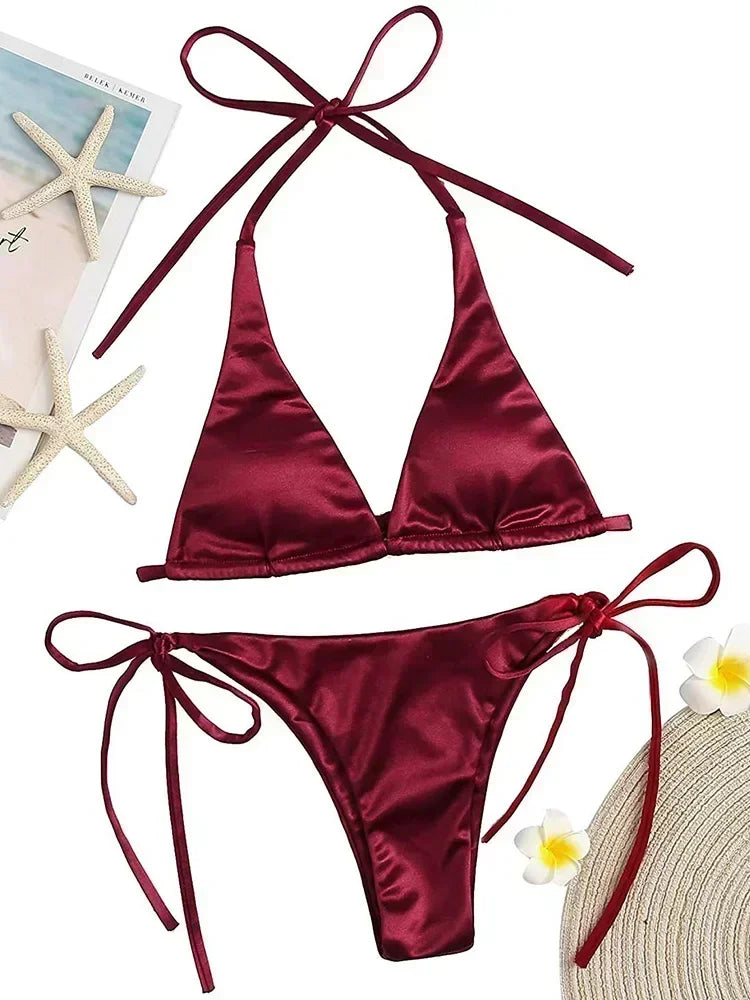 Bikini brasileño de satén para ella
