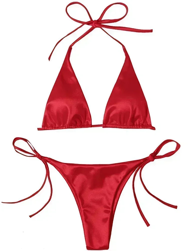 Bikini brasileño de satén para ella