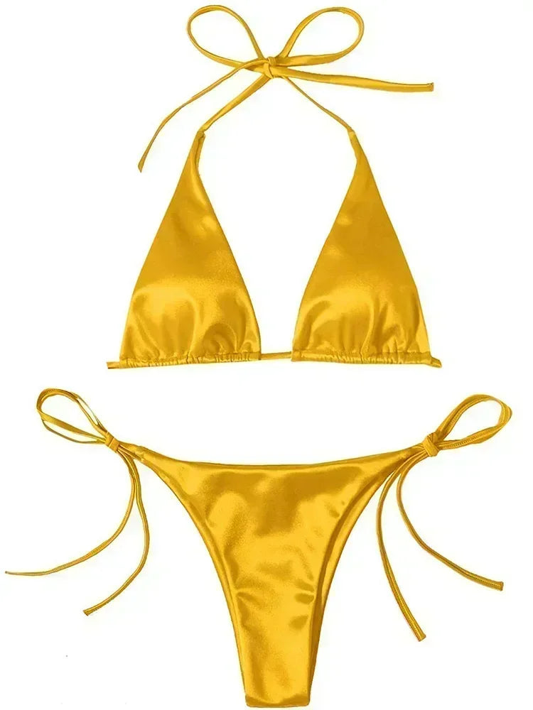 Bikini brasileño de satén para ella
