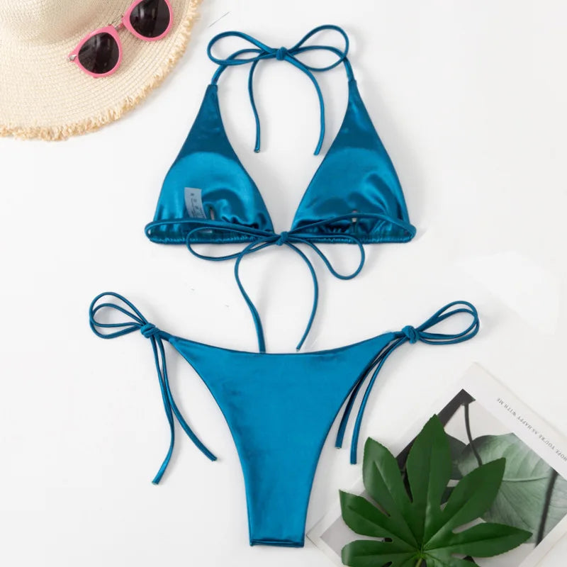 Bikini brasileño de satén para ella