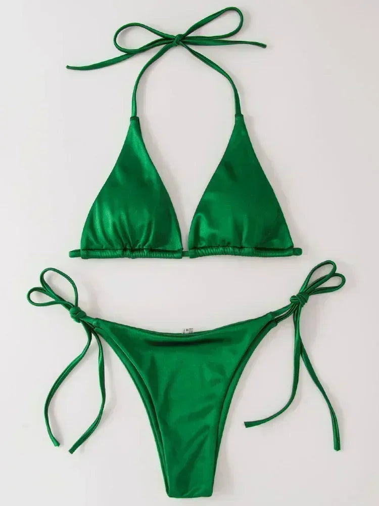 Bikini brasileño de satén para ella