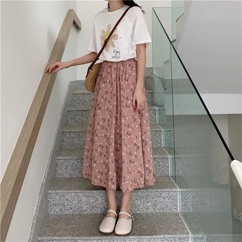 Floral Print Midi Skirt for Women
