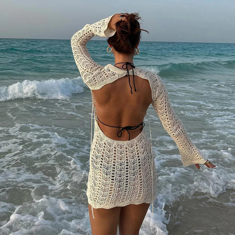 Vestido bohemio vintage con espalda abierta
