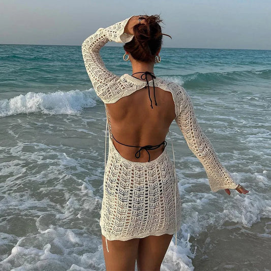 Vestido bohemio vintage con espalda abierta