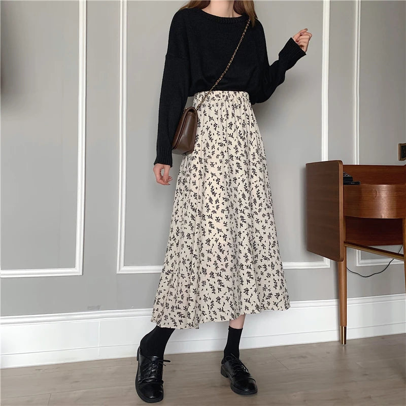 Floral Print Midi Skirt for Women