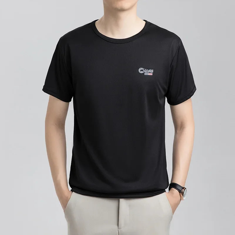 Camiseta de seda de verano de manga corta para hombre