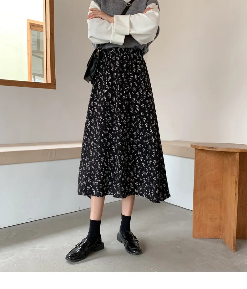 Floral Print Midi Skirt for Women