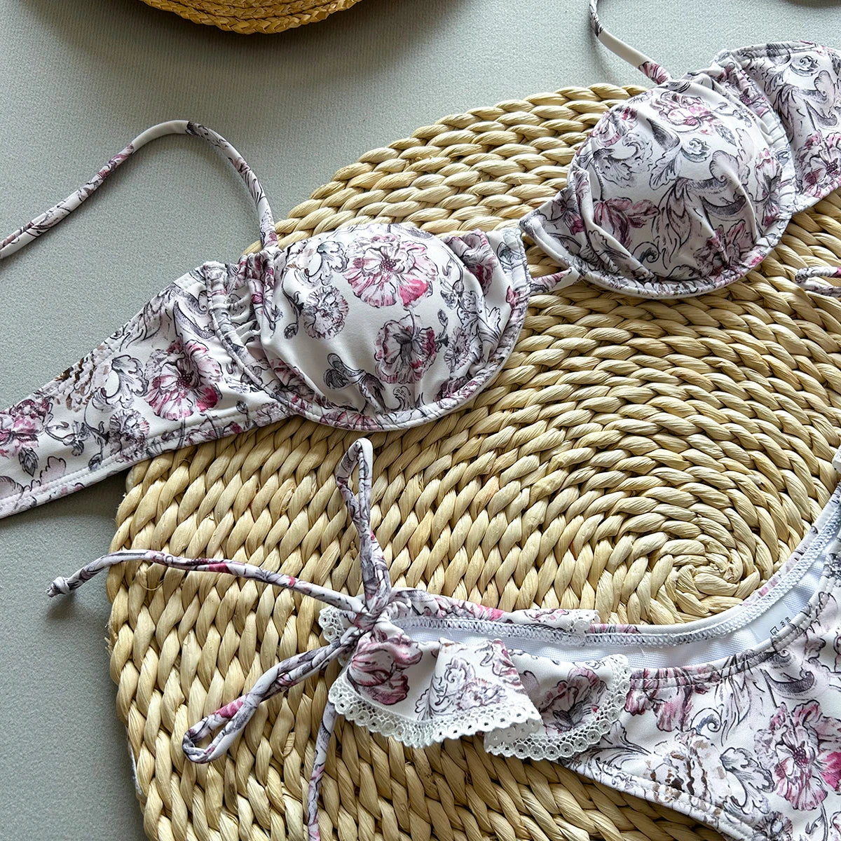 Bikinis push up con estampado de flores para mujer