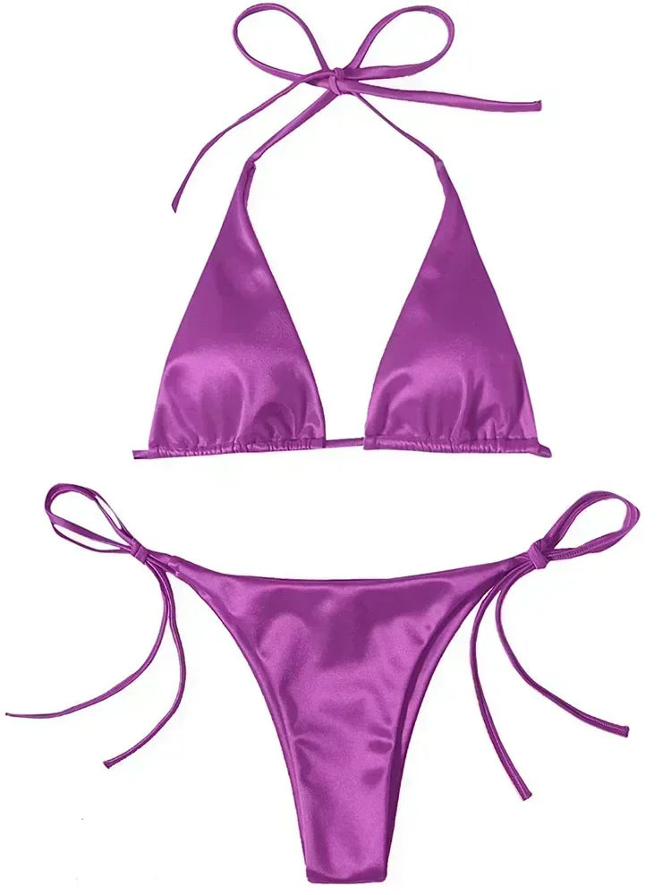 Bikini brasileño de satén para ella