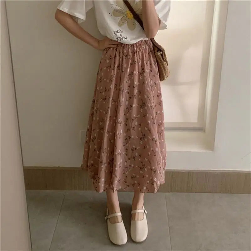 Floral Print Midi Skirt for Women