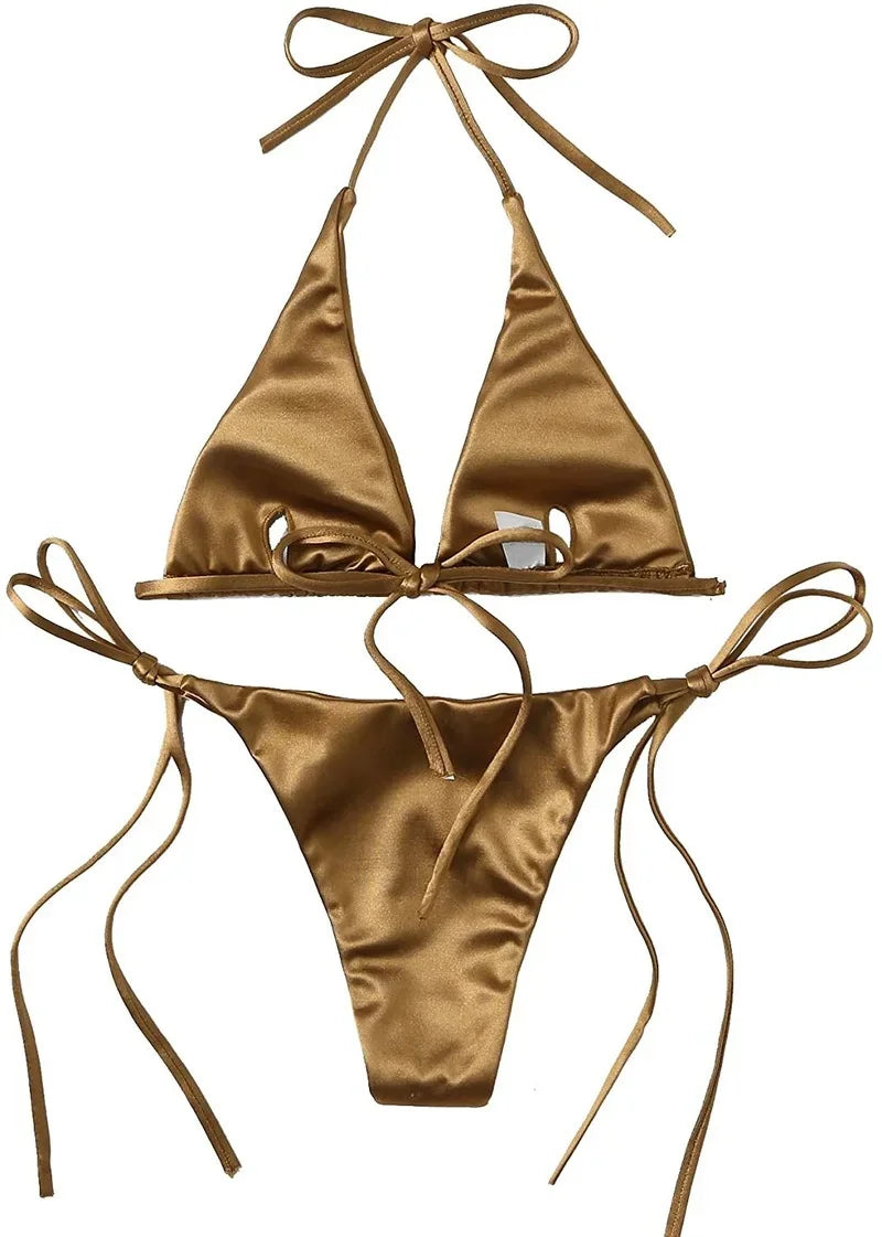 Bikini brasileño de satén para ella