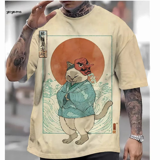 Camiseta de estilo japonés para hombre