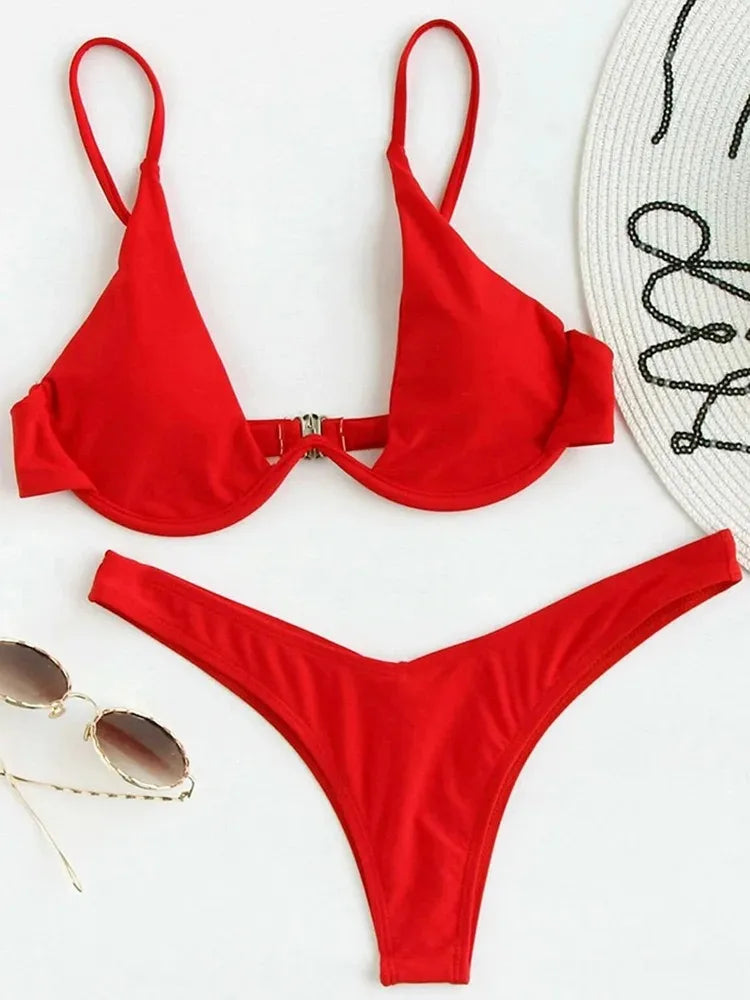 Conjunto de bikini con escote en V – Colección de verano